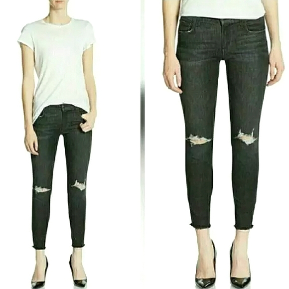 Joe's Jeans Finn Skinny Mid-Rise Distressed Raw Hem Elden Black Wash size 30 - Picture 4 of 12